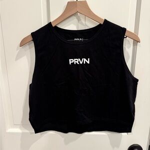 PRVN Black Muscle Tee with White Logo